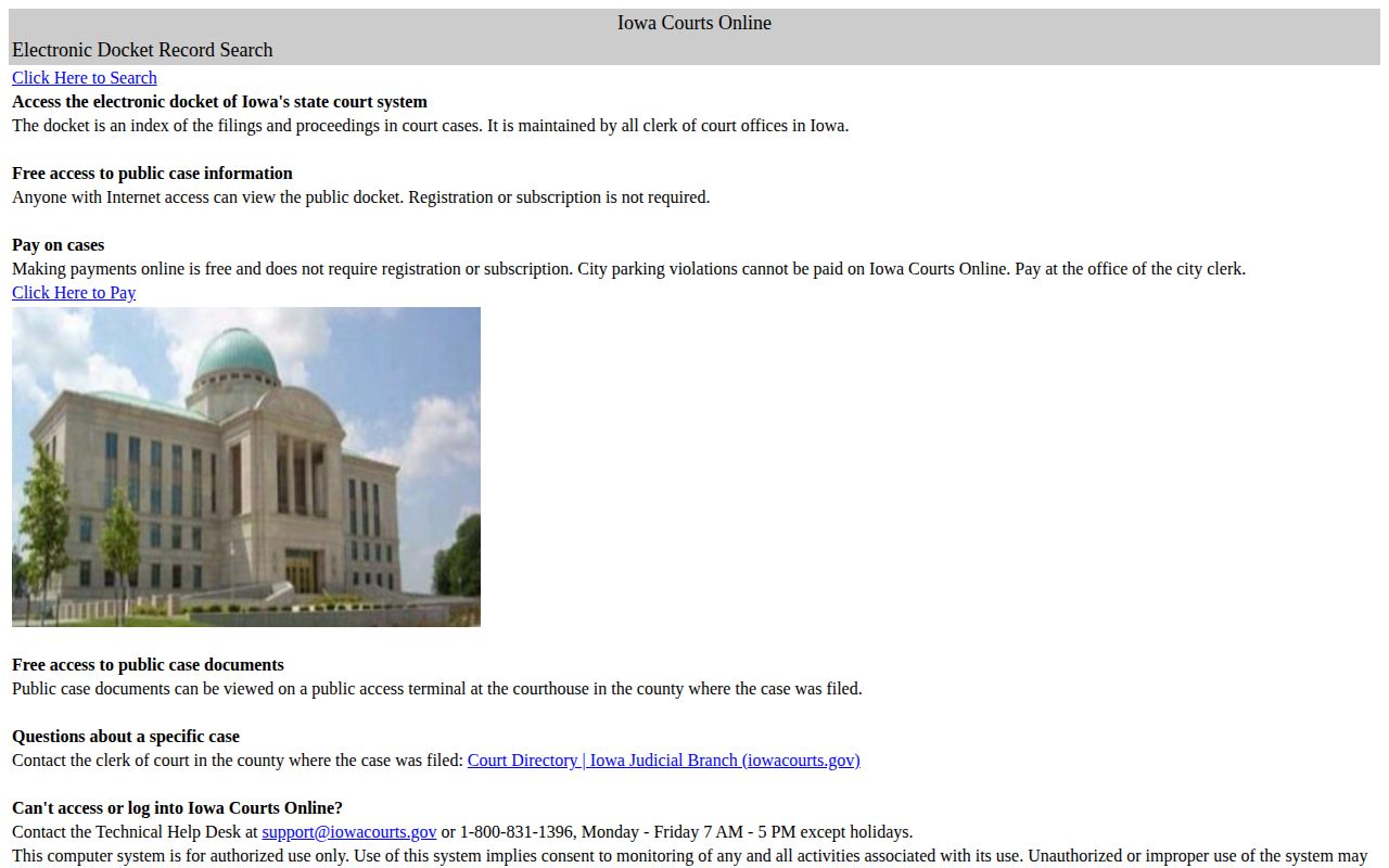 Cerro Gordo County arrest court record search interface